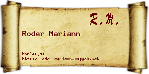 Roder Mariann névjegykártya