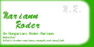 mariann roder business card